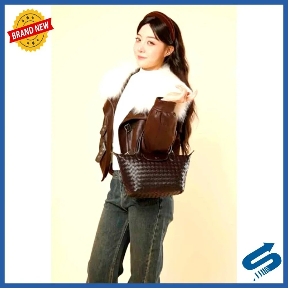 Vegan Leather Woven Tote Crossbody Bag Top Handle Shoulder Purse Chic